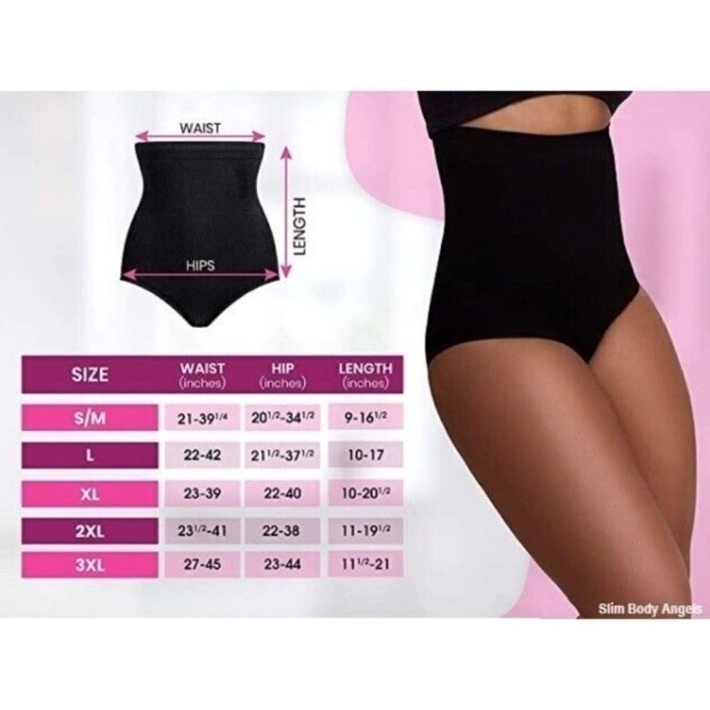 Slim Body Angels Size 2XL Plus Size High Waisted Shaper Style Panties Black